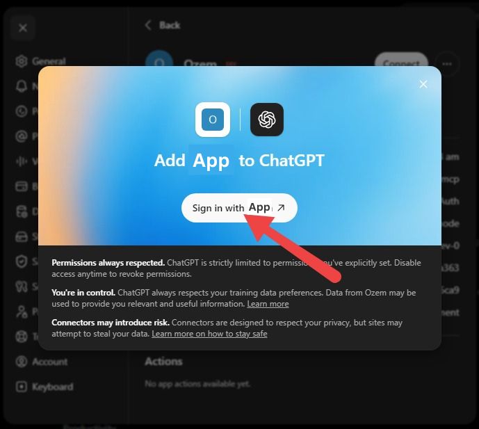 ChatGPT Sign in with Ozem prompt