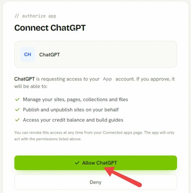 ChatGPT Allow permission screen