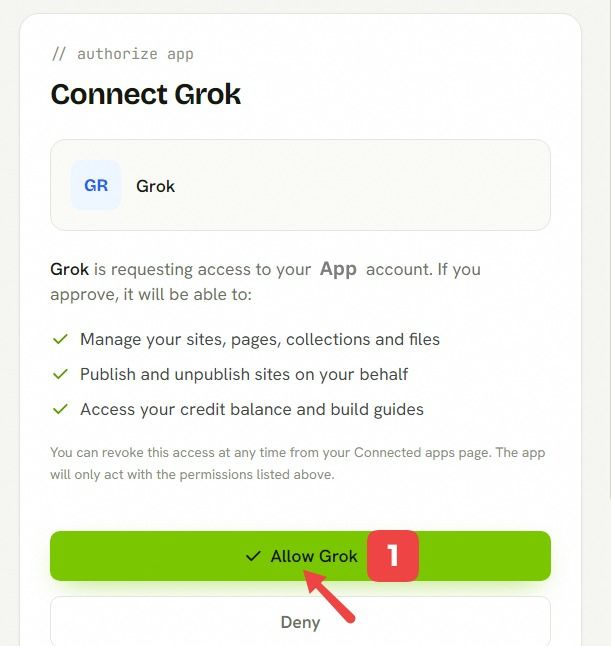Grok Allow permission screen
