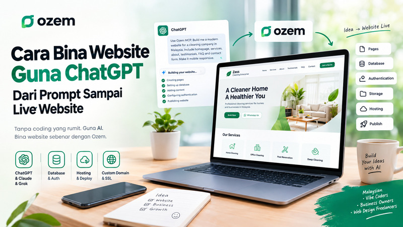 Cara Bina Website Guna ChatGPT: Dari Prompt Sampai Live Website