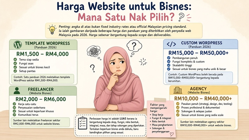 Berapa Harga Buat Website di Malaysia 2026? Freelancer, WordPress, Agency vs AI